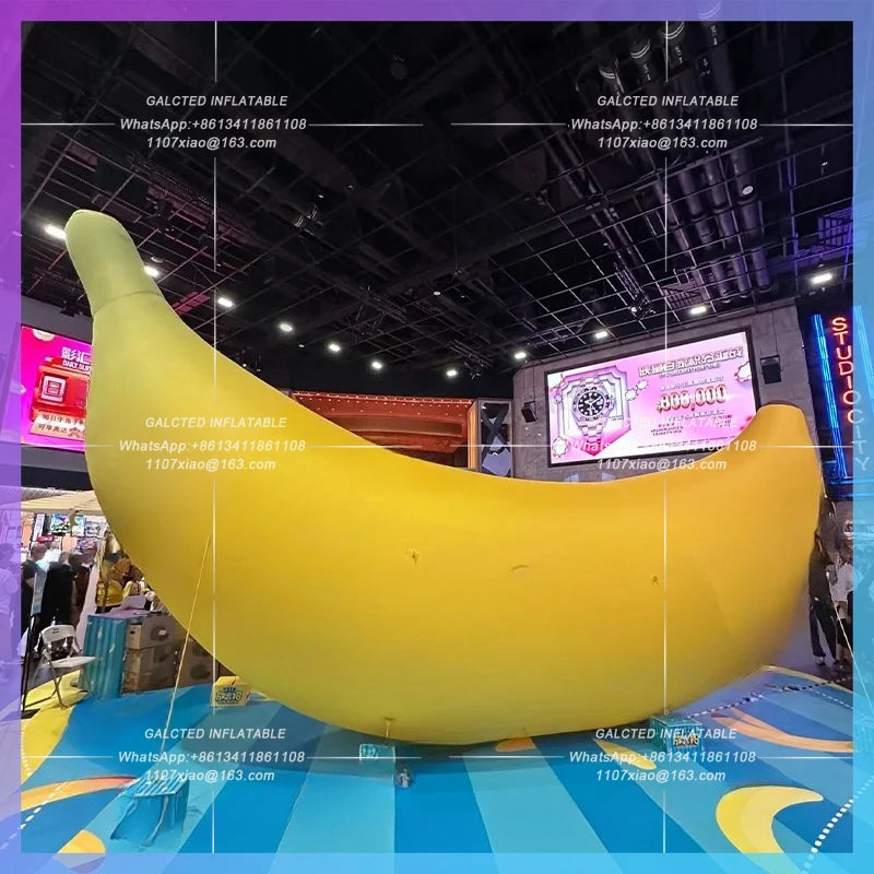 inflatable banana yellow realistic fruit Shopping mall decoration 3m huge summer fruit festival prop