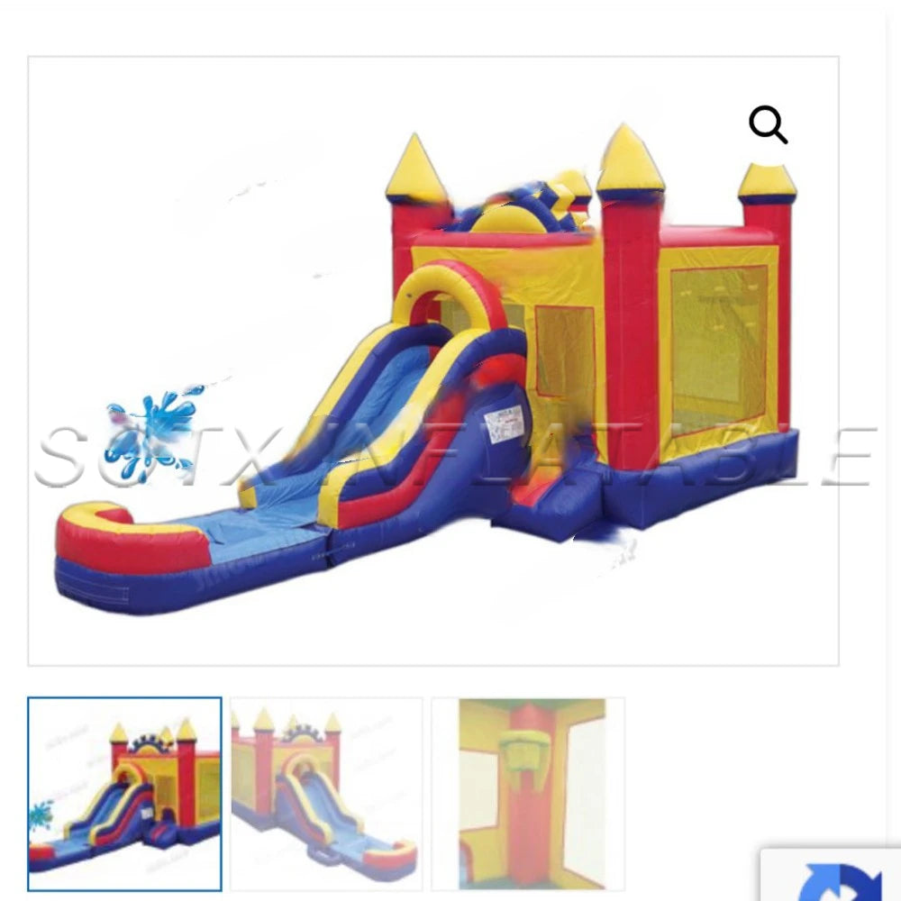 Jumper For Parks Backy Durable Commercial Grade White Inflatable Bouncy Castle With Water Slides Combo Moon Bounce House Outdoor