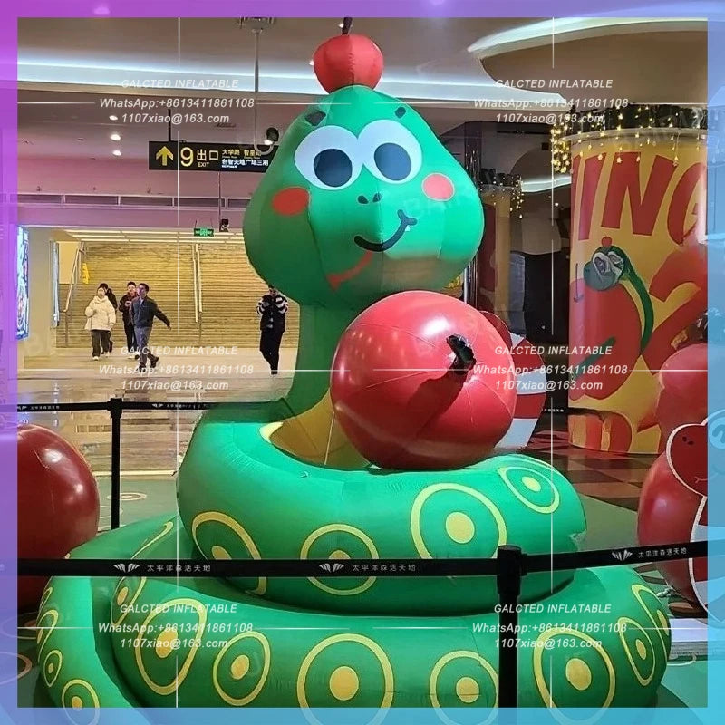 inflatable snake green cartoon Long oxford material snakes cauliflower snake with apple