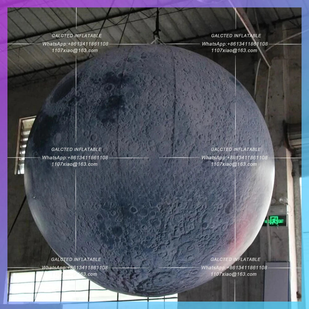 inflatable moon balloon,Grey giant park yard illumination hanging/grounding inflatable moon planet ball for festival decoration