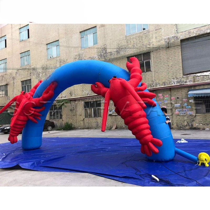 Yard Decor 7.5m Inflatable Lobsters Arch with Lobsters Inflatable Advertising Archway with Air Blower for Outdoor Holiday