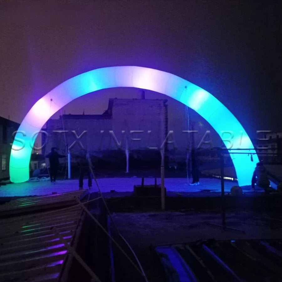 event or Party with LOGO New round 8x4m light standing curve inflatable archway,team's celebration decoration for
