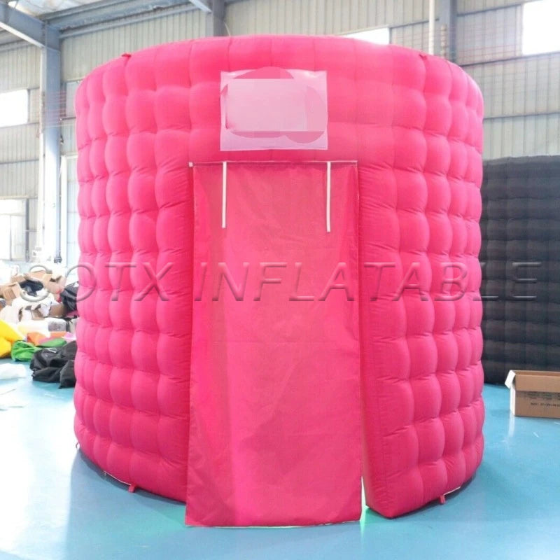 Bar Event Tradeshow Inflatable Photo Booth Enclosure with Light Inflatable Pink Photo Booth Backdrop for Party Advertising