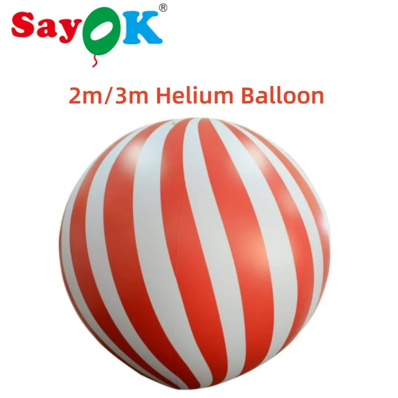 2m/3m Portable PVC Helium Balloon Inflatable Red Strip Hot Air Balloon Hanging Decoration for Advertising Wedding Birthday