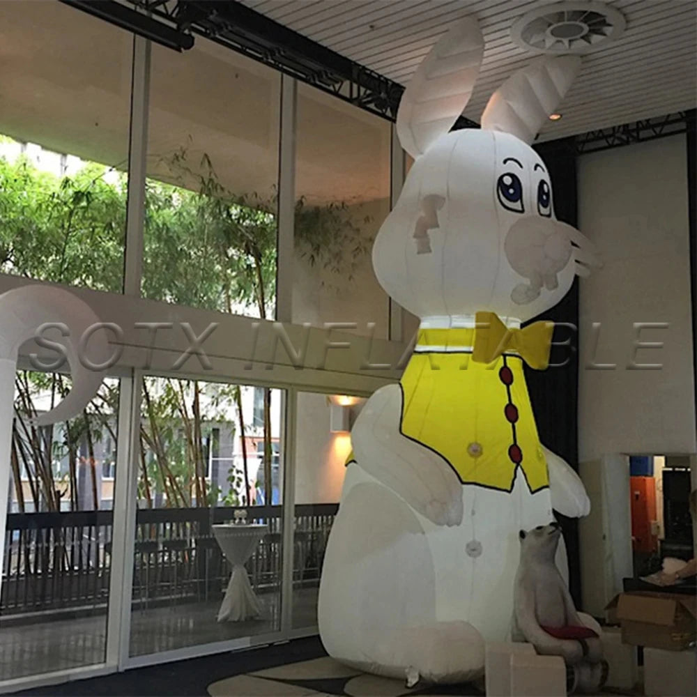LED For Event Commercial Outdoor Inflatable Easter Bunny Cartoon white/pink inflatable rabbit Advertising Rabbit Balloon with