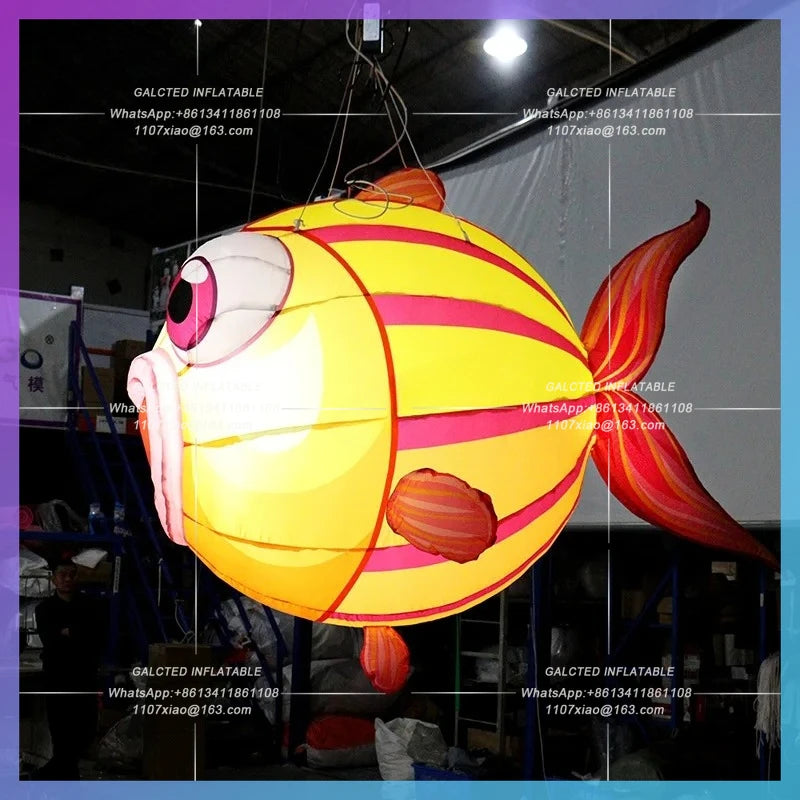 Inflatable Lovely Cartoon Fish Balloon With Lighting Inflatable Hanging 2 Meters Length  For Children/Party Decoration - Toys