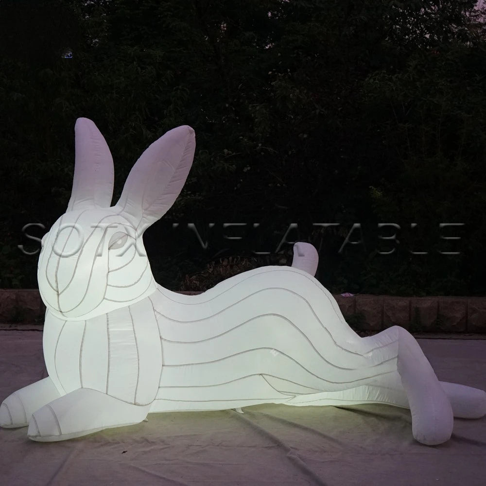 For Holiday Decoration Promotion Outdoor Home Lawn White Giant Inflatable Easter Bunny With Led Lights Large Rabbit Animal Model