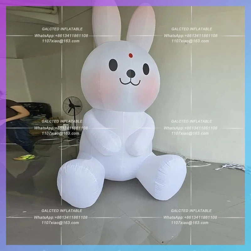 Chinese Festival mid-autumn Inflatable cartoon seat rabbit model  Festival New Year Zodiac lighting advertising props