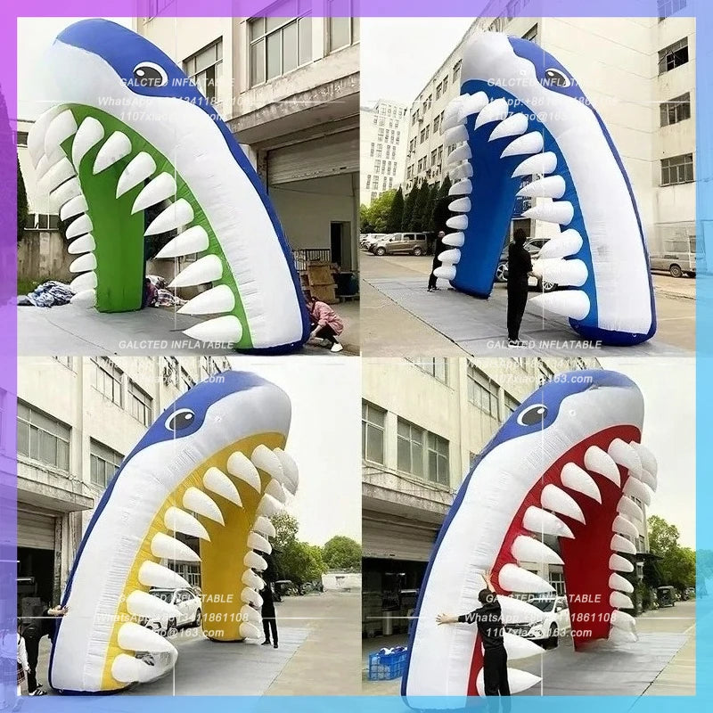 inflatable shark arch Customize ocean  blue/green/red/yellow/pink balloon animal archway decoration