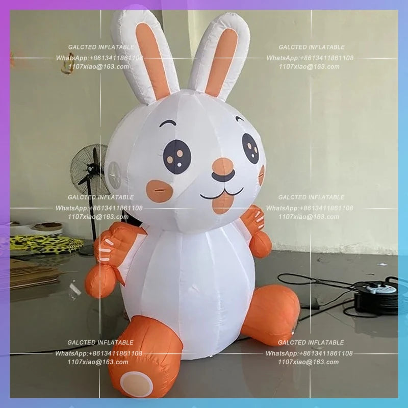 small orange wings custom-made Inflatable cartoon rabbit model with mid-autumn Festival market lighting props