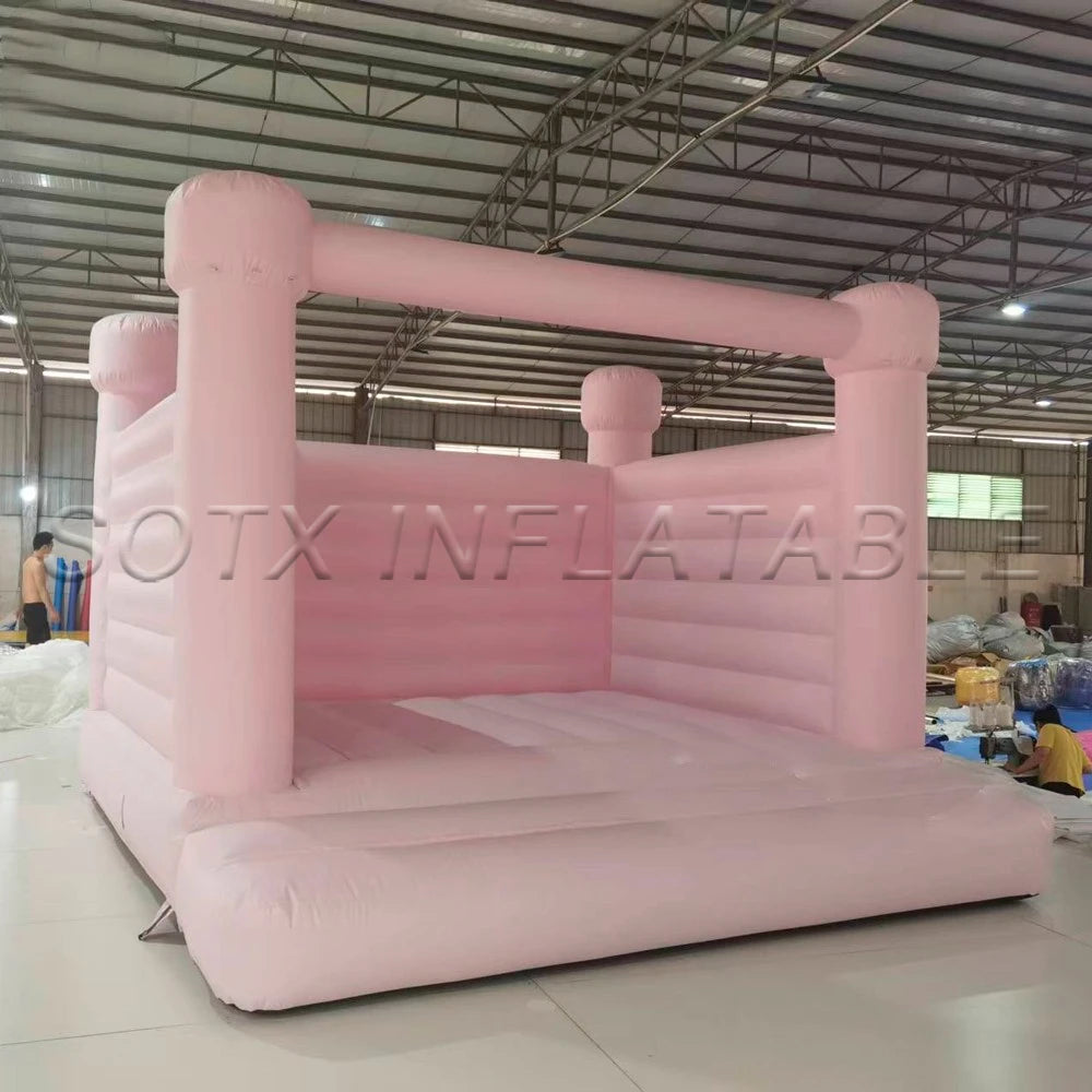 For Birthday Party Light Pink Bounce House Commercial PVC Inflatable White Wedding Bouncy Castle /Jumper/Bouncer With Air Blower