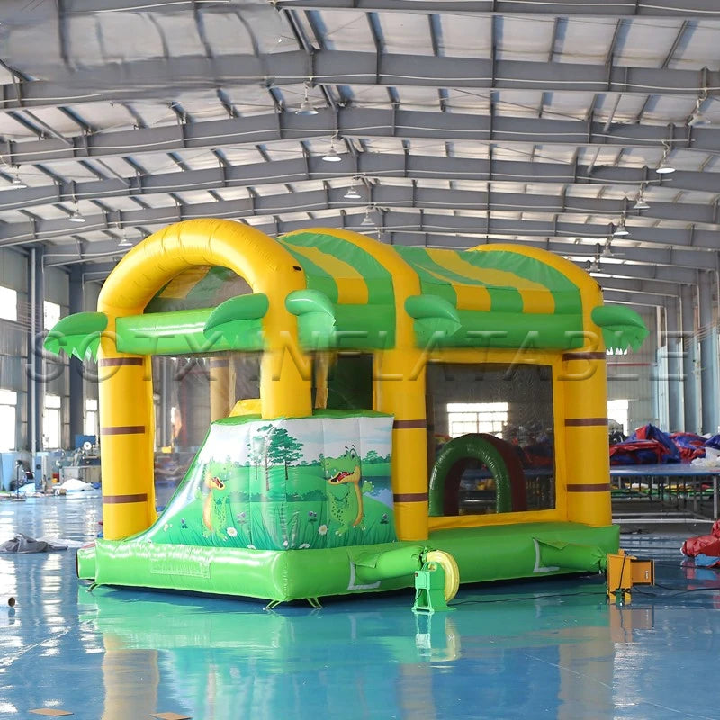 Event Sea Shipping 4.6m PVC Inflatable Crocodile Bouncer Slide Inflatable Jumping House with Climbing Area for Party
