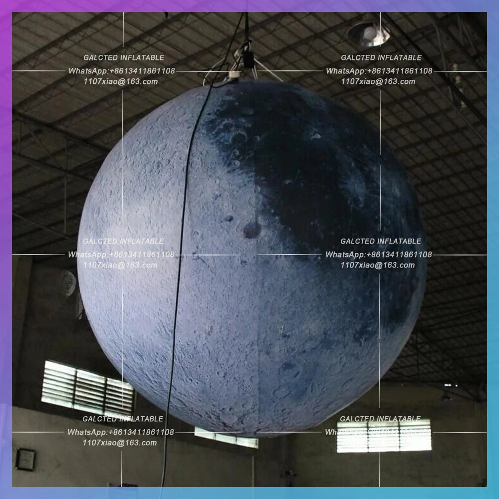 inflatable moon balloon,Grey giant park yard illumination hanging/grounding inflatable moon planet ball for festival decoration
