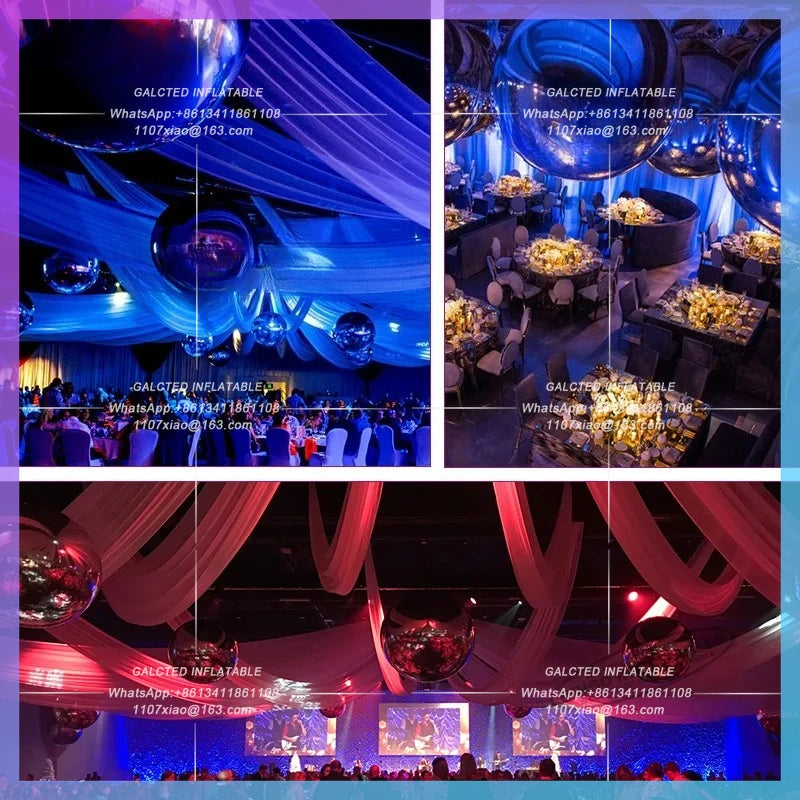 Inflatable Mirror Ball Air-Blown  0.5-3m DiametersSealed Silver Reflective Balloons Toys For Event/Party Decorations-toys