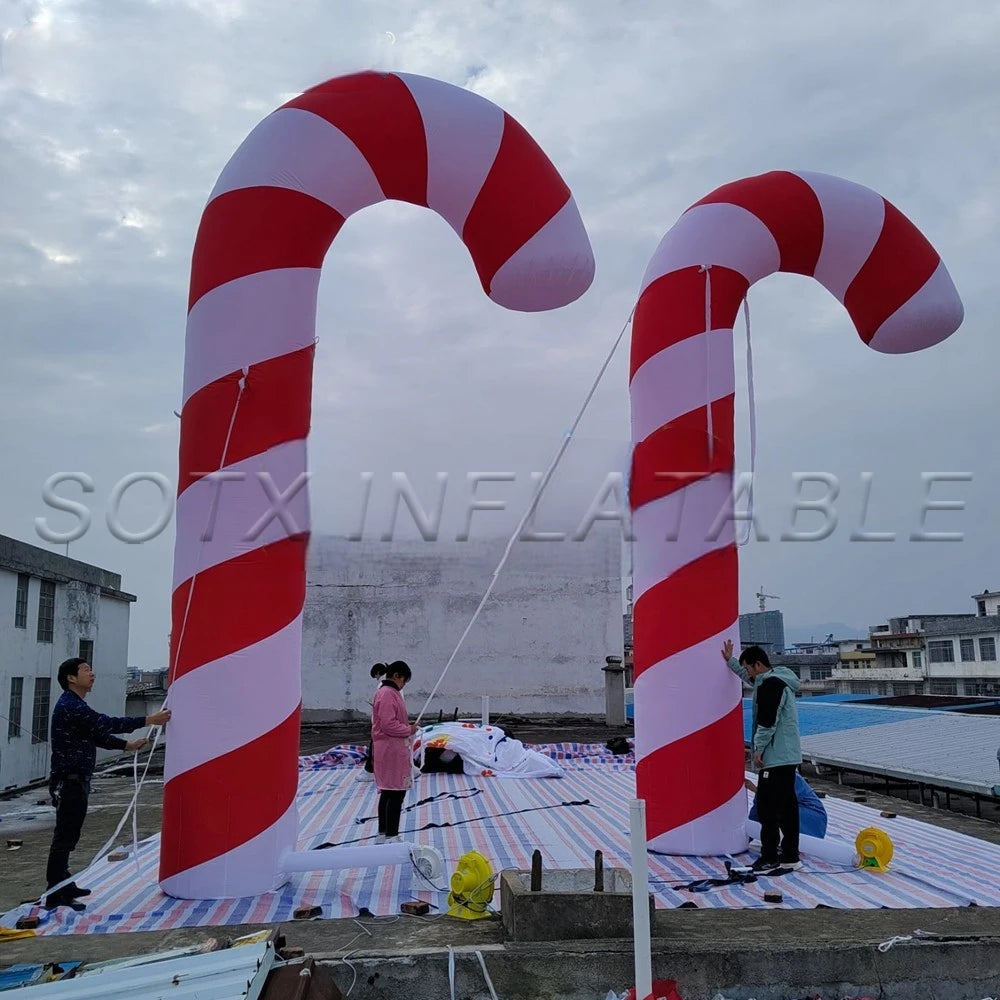 Party Event Decoration Giant 6 Meter High Inflatable Candy Cane with Led Lights Christmas Ornaments for Christmas for