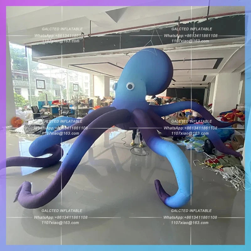 night club hanging decoration building Inflatable Octopus Model Blue Octopus Barfaçade ocean park atmosphere props