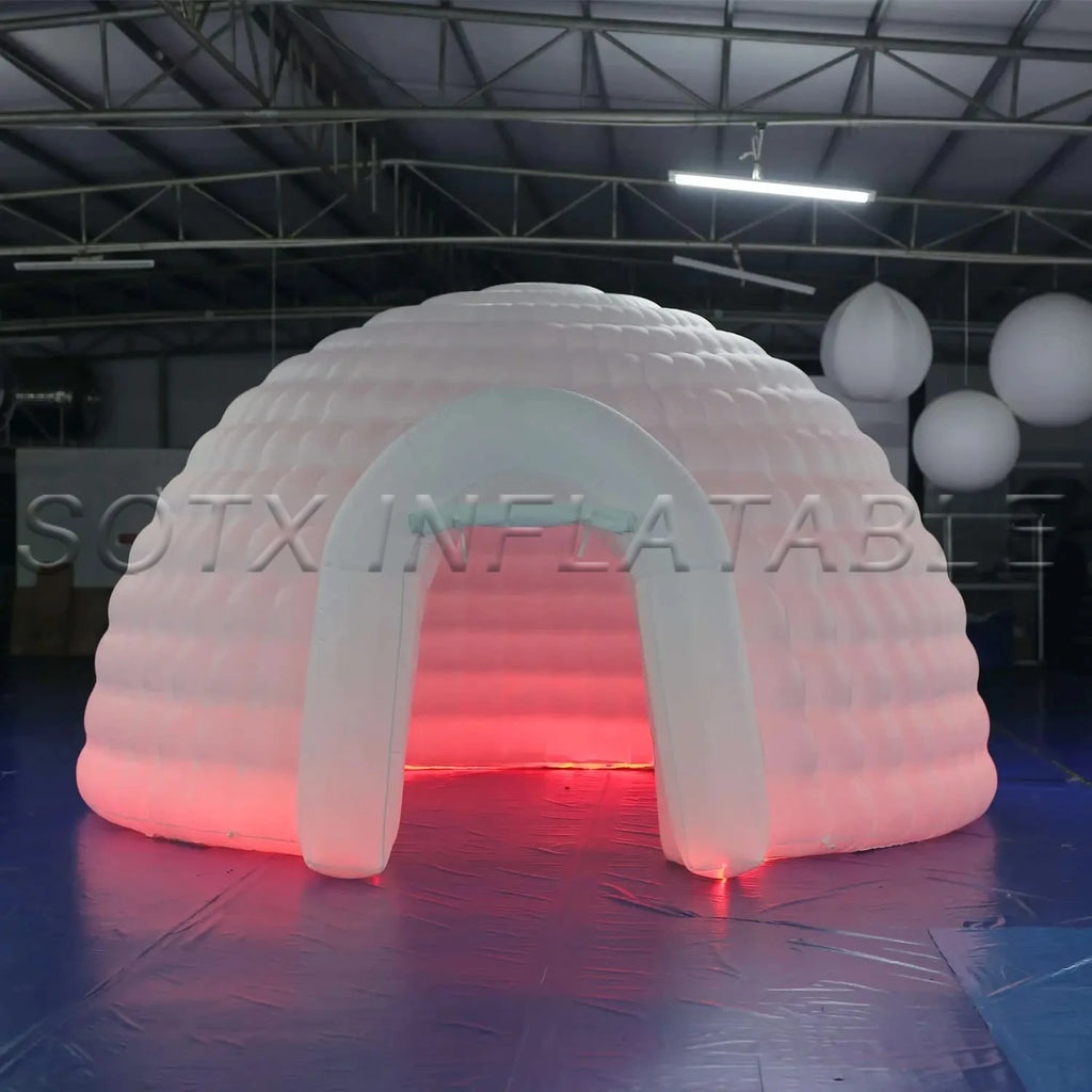 Business Supplies White Large Inflatable Dome Tent With Led Light Igloo Camping Dome Tent for Outdoor Advertising Commercial
