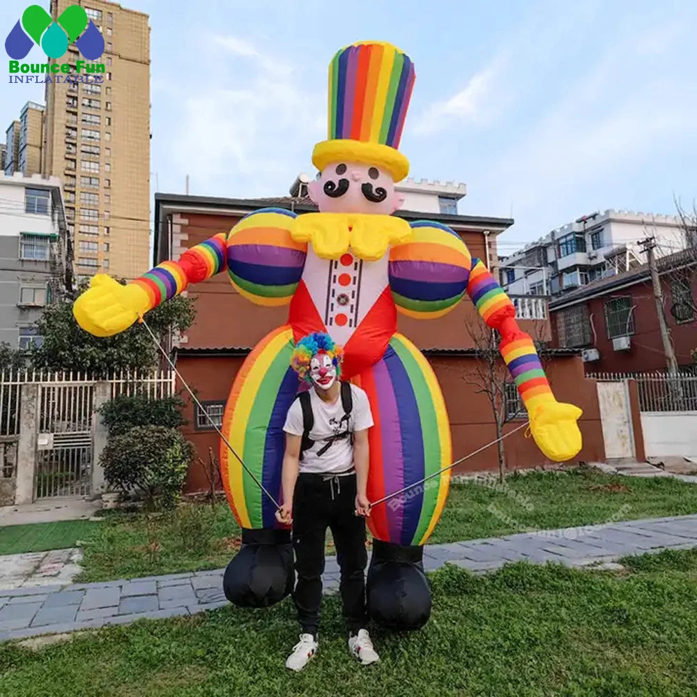 For Carnival Parade 3.5m Large Inflatable Clown Costume Adults Walking Joker Cartoon Puppet Circus Props Performance Costume