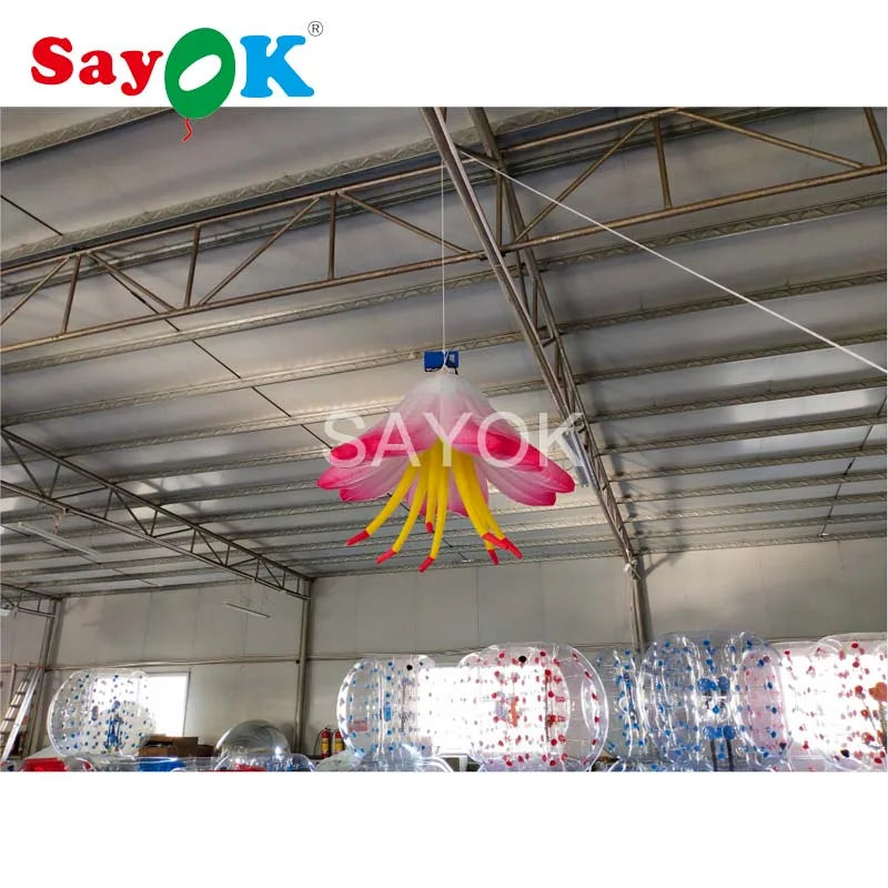 1m/3.28ft Inflatable Hanging Flower with Led Lights for Garden Party Hanging Decorations