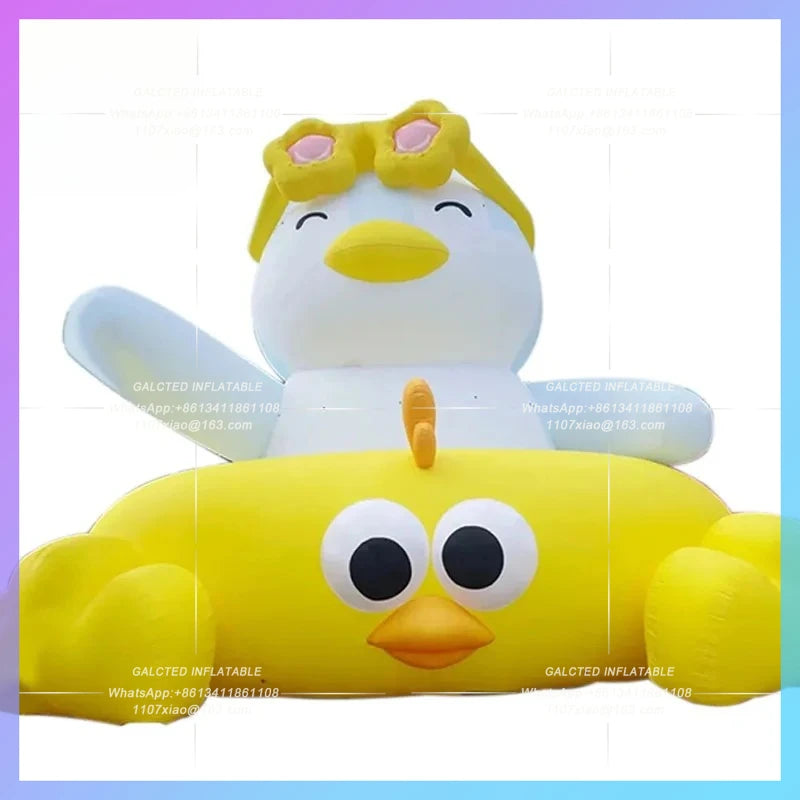 yellow duck air model children's Inflatable cartoon swimming circle sunglasses Park Water World Theme Beach Bazaar Party