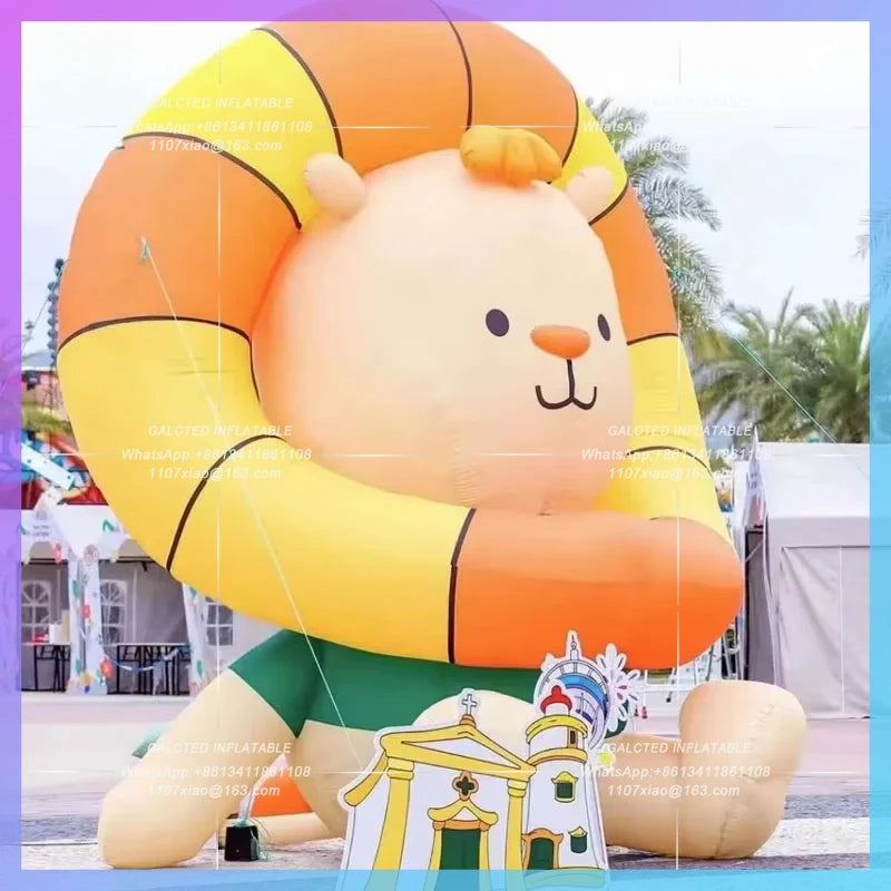 outdoor exhibition advertising decorative Giant cartoon inflatable Lion Zoo amusement park mall props size can be customized