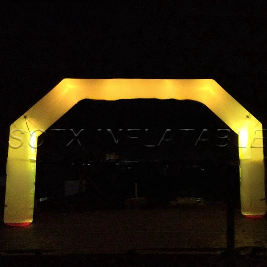 night run on USA 8x4m Printed tubular angled arches,glowing inflatable start finish line archway for
