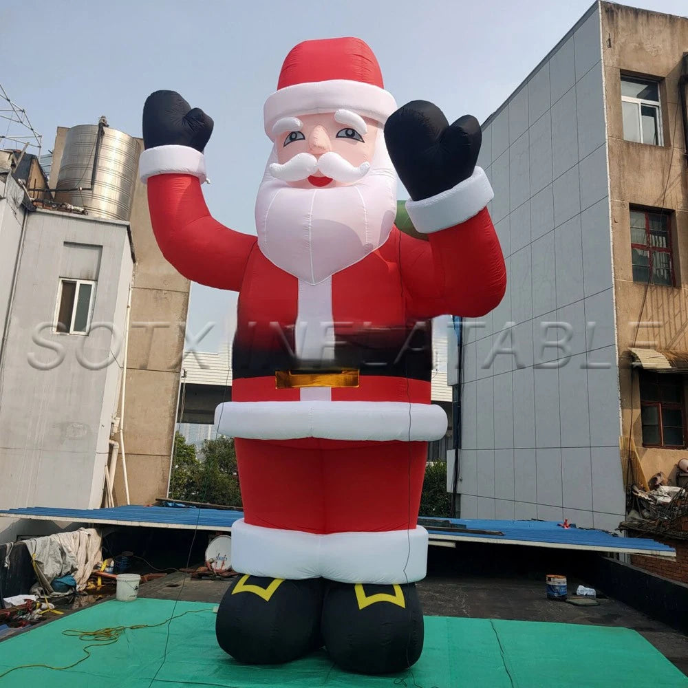 Mall Xmas Decoration Giant 20ft 33ft Outdoor Inflatable Santa Claus Character With LED Lights For Shopping