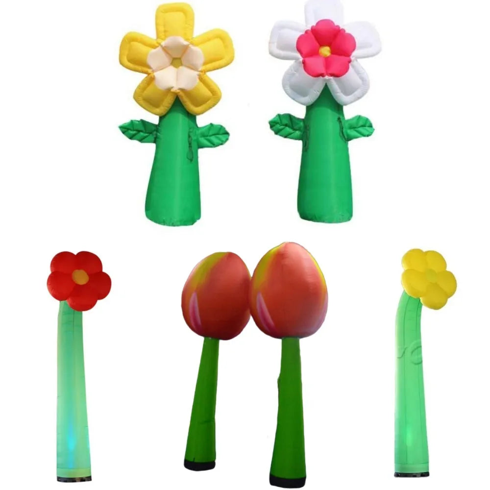 3mH Inflatable Flower Ground Decoration Giant Inflatable Flower Model with Air Blower for Show Events Bar Advertising