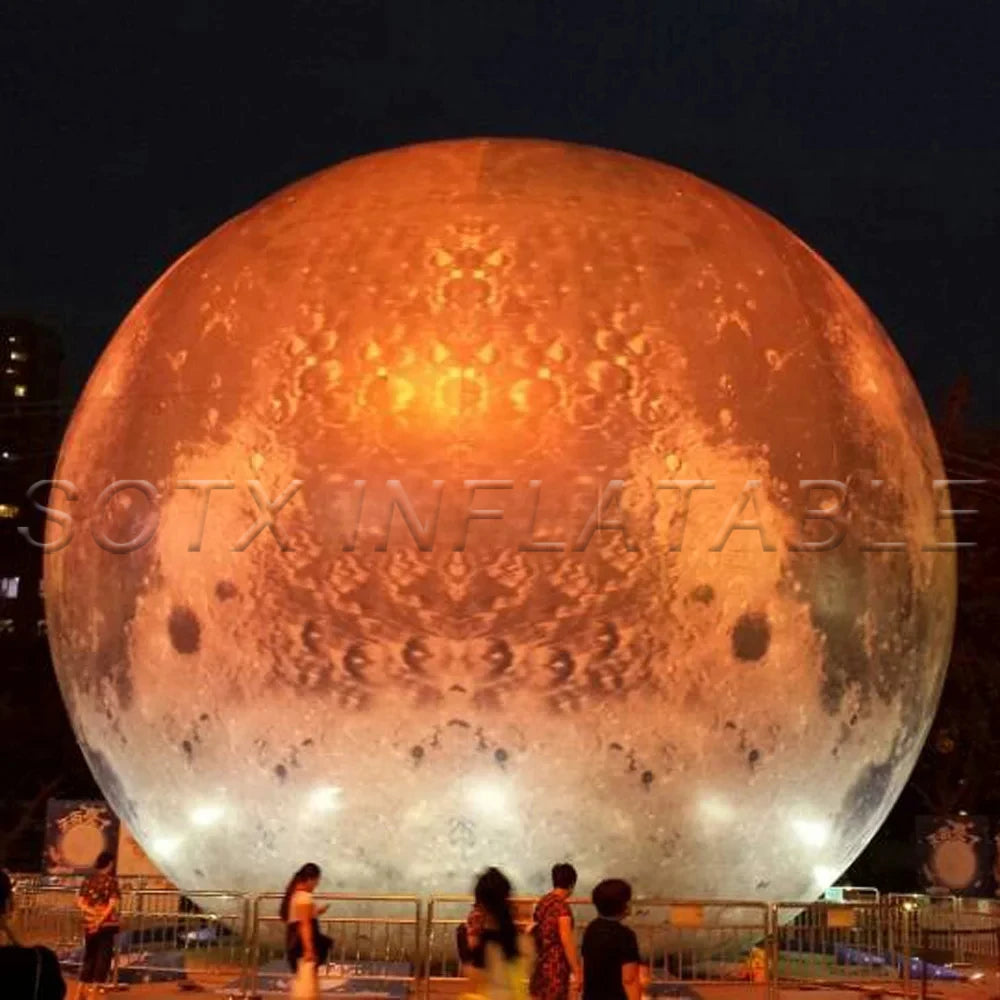 Event Decoration 10m Blow Up Giant Inflatable Moon With LED Lights Outdoor Inflatable Planet Moon Balloon For Party