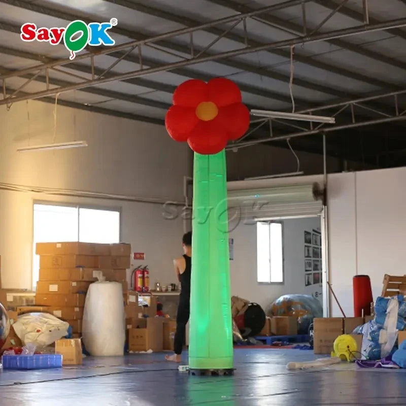 3mH Inflatable Flower Ground Decoration Giant Inflatable Flower Model with Air Blower for Show Events Bar Advertising