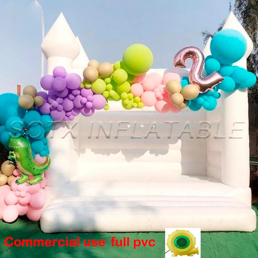 For Kids Birthday Party Gorgeous Inflatable White Commercial Bounce House Pvc Bouncy Castle Jumper Wedding Bouncer Trampolines
