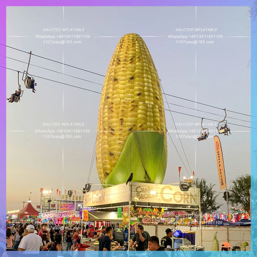 Inflatable Corn Replica With Led Lights Vivid Giant  Promotional Corn Vegetables Model For Roof Decoration