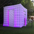 Colorful Spotlights 2.2m Wide 3 Doors Photo Cabinet Inflatable Photo Booth Photo Backdrop Canopy Party House with 16 colors