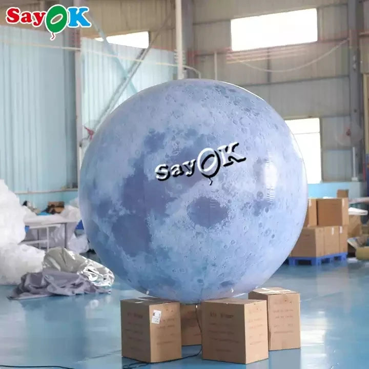 1.5m/5ft Inflatable Earth Inflatable Moon InflatableDecoration Giant Inflatable Planet with Led Light Hanging Decoration