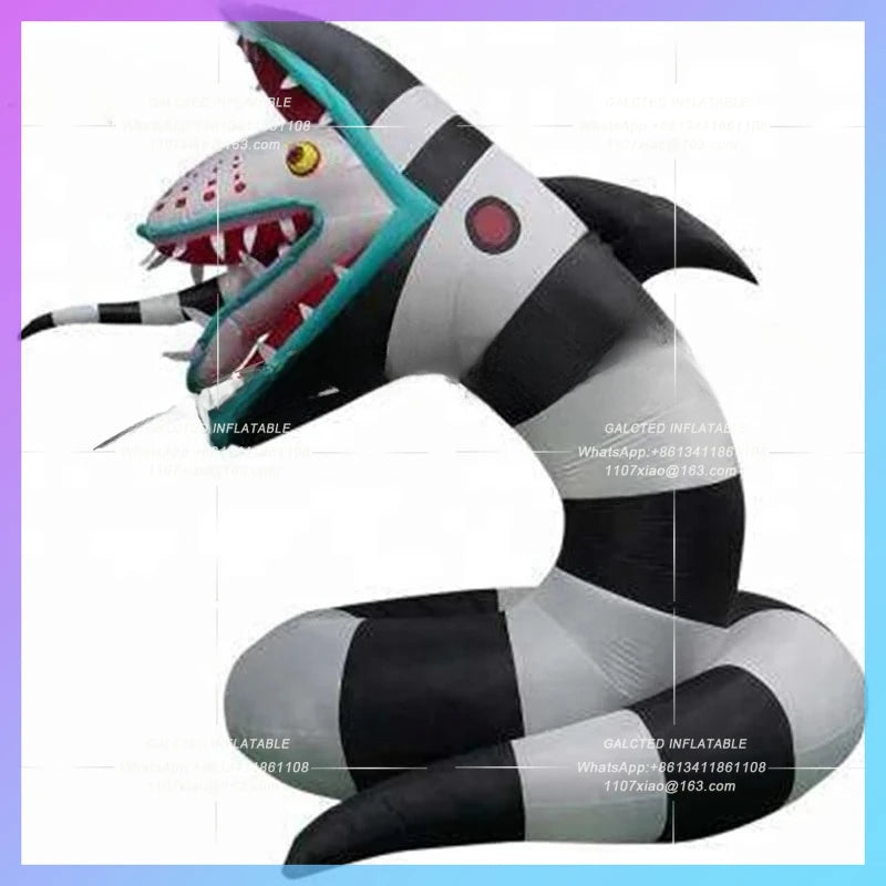 inflatable snake model with 2 heads Halloween decoration giant LED lighting  wild animal balloon for party display