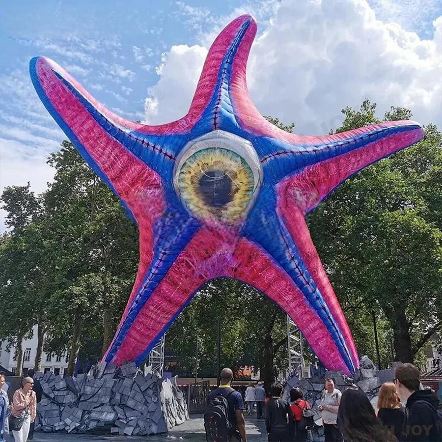 Wall Decoration Amazing Inflatable Starfish Monster with Led Lights Star-shaped Sea Animal Model With One Eye For Building