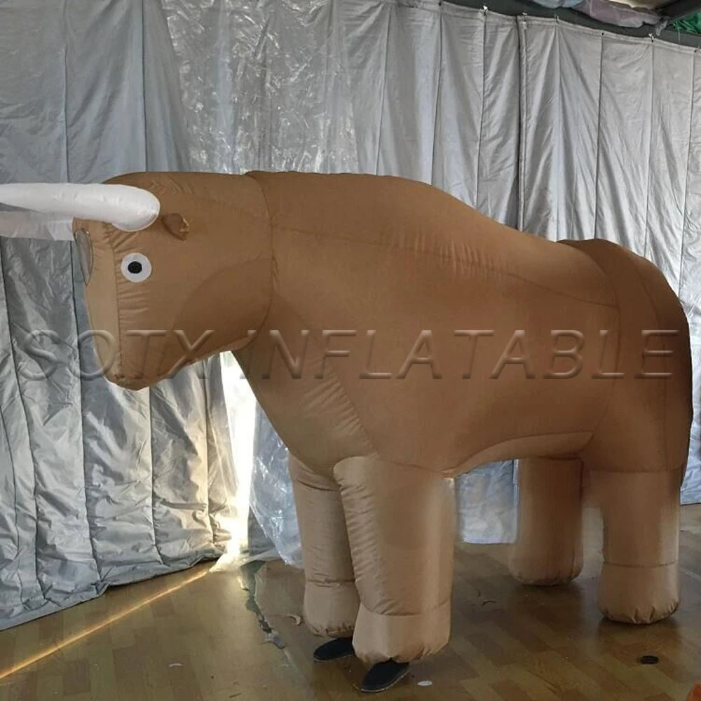 For Bullfighting Game Spain Style Movable Adult Black Inflatable Bull Costume Large Inflatable Cow Cartoon Costume
