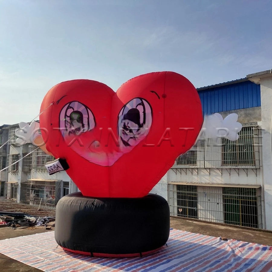 Event Decoration Inflatable Heart Shape Model Balloons with Free Air Blower for Valentine's Day