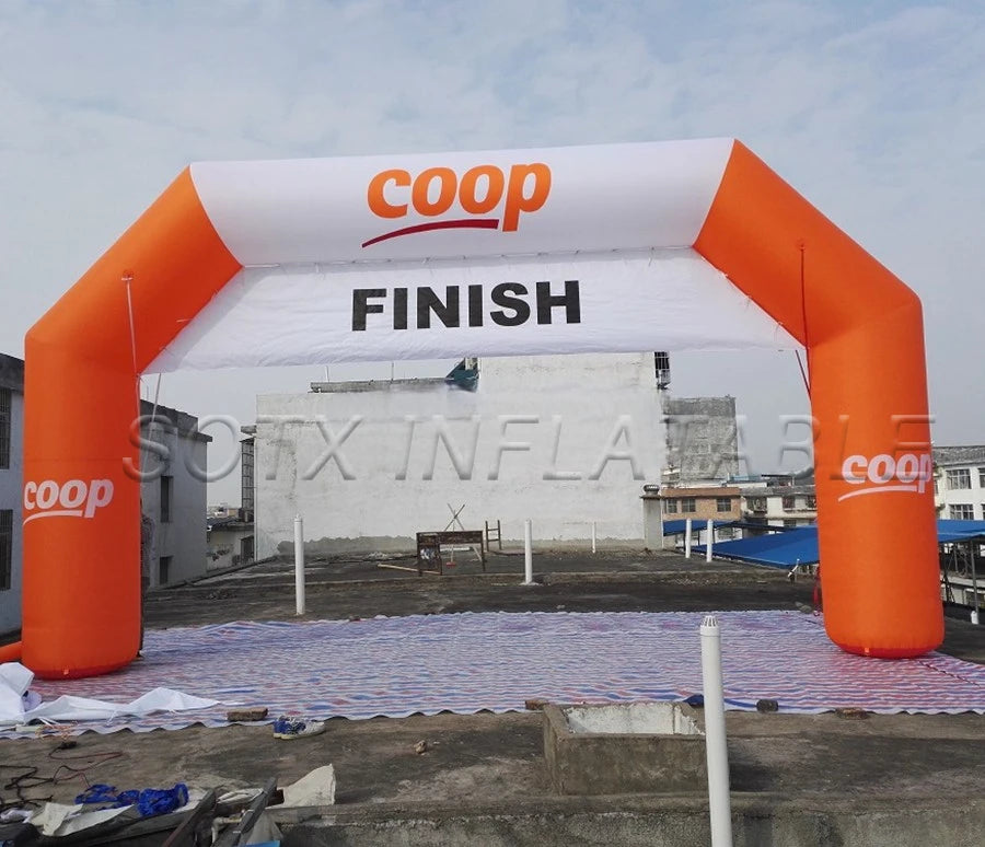 banner for Advertising Custom-made orange gantry structure beautiful event inflatables arch with removable FINISH and START