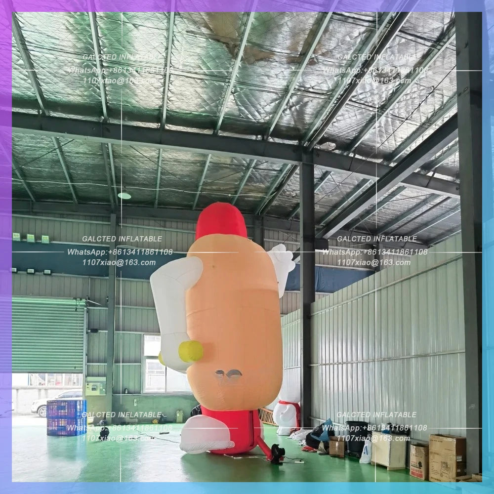 Inflatable Sausage Cartoon Mascot Balloon Oxford Giant Inflatable Hot Dog,With Blower Fast Food Replicate Items For Promotion