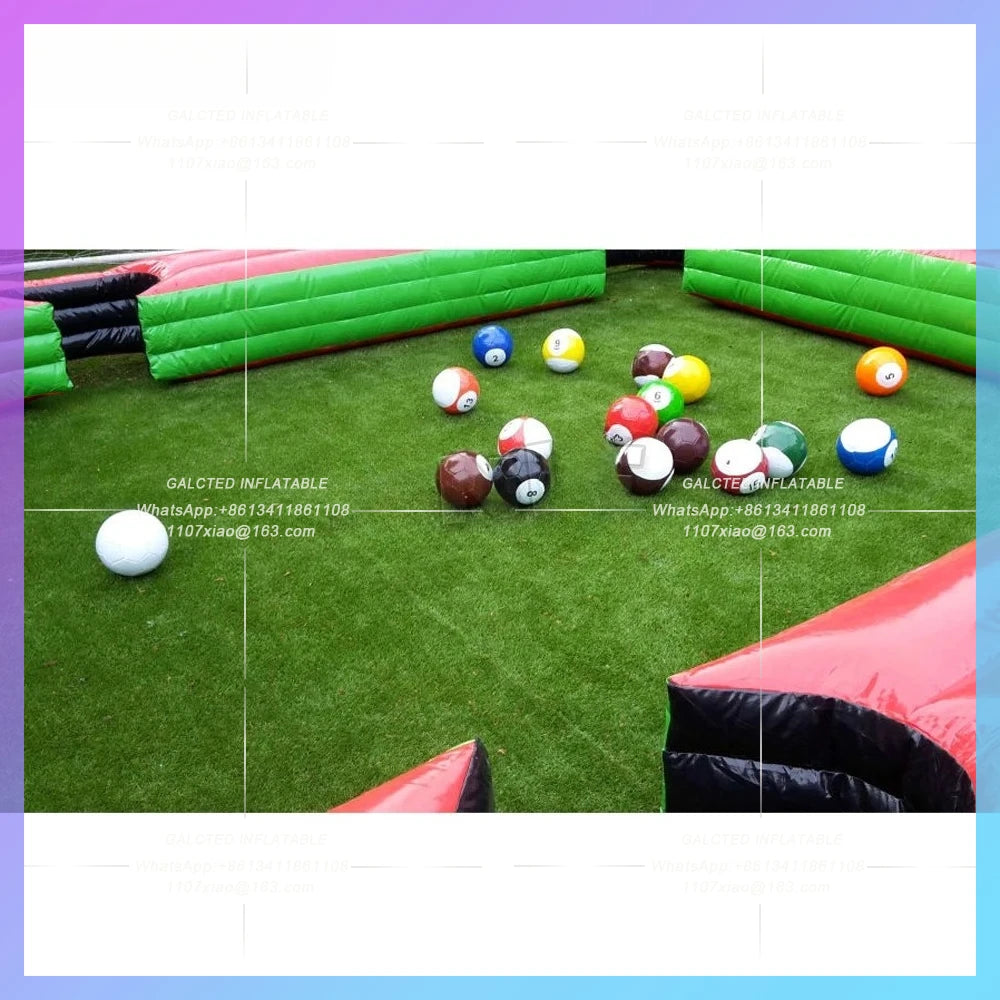 Inflatable Snooker Football Pool Table Interactive Game Large Footpool  With 16 Balls Black Inflatable Billard For Soccer Event