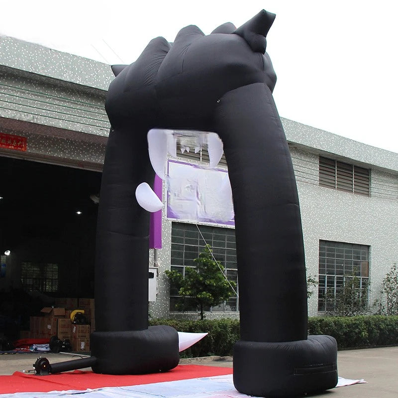 Inflatable Black 5x6 Meters Cat Arch 20 Feet High Halloween Archway for Decoration