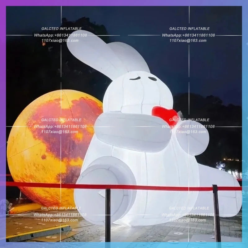 China National Day double-day Inflatable cartoon rabbit on the Moon Air Model Celebration IP linkage mall advertising props