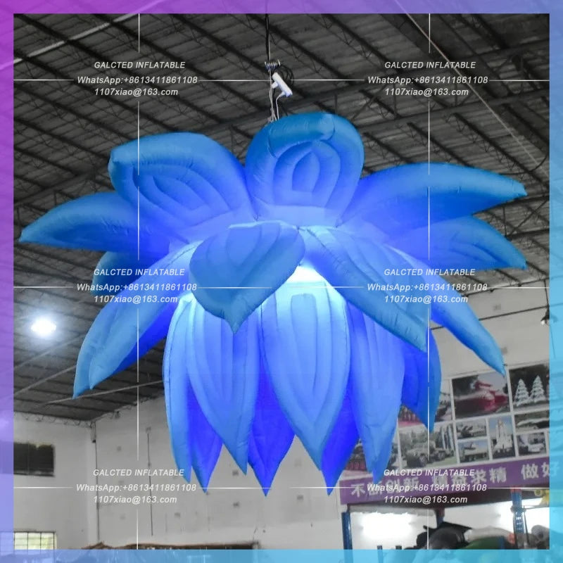 Personalized 3 Meters Air Blown Large Inflatable Blue Hanging Flowers Decorative Flowers for Holiday Party Toys BG-Z0575