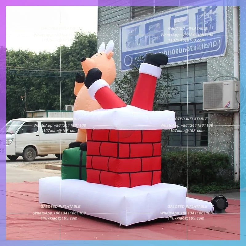 Inflatable Reindeer And Chimney Free Shipping 2x1x3 Meters  For Christmas Decoration -Toys