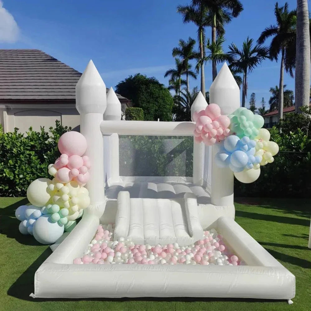To Door Include Blower 13x8x8ft White Bounce House For Soft Play Rental Mini Bouncy Castle 8x8ft Free Shipping