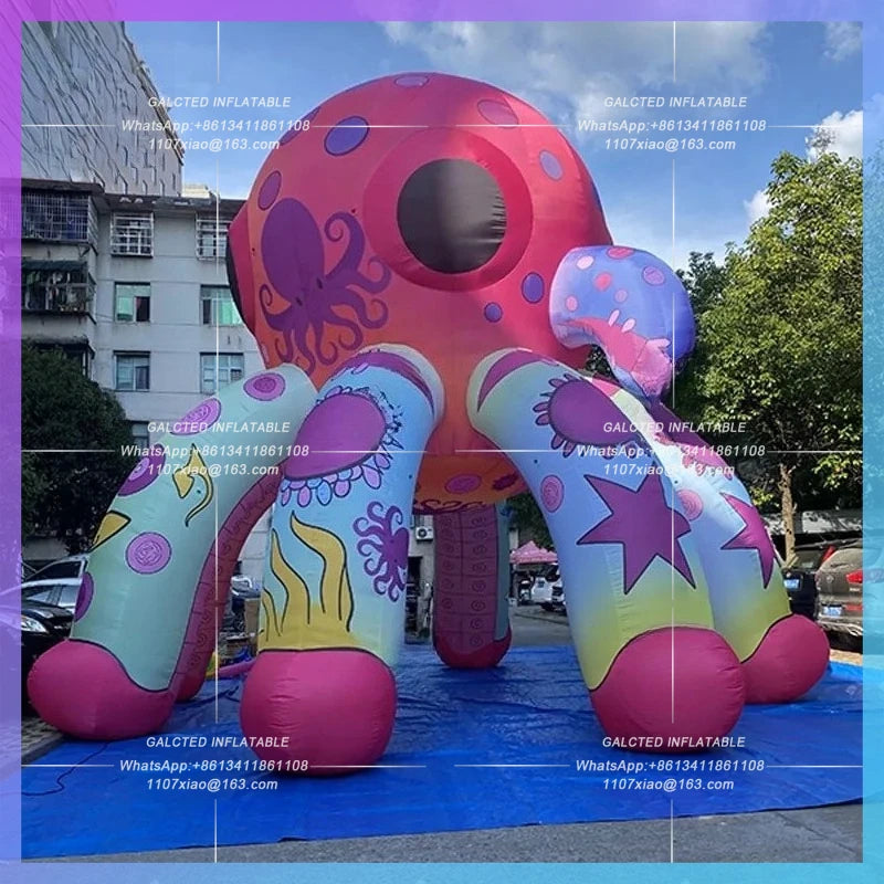creative graffiti IP Inflatable cartoon Pink Octopus Arch model Theme Park Mall Bar drainage decoration