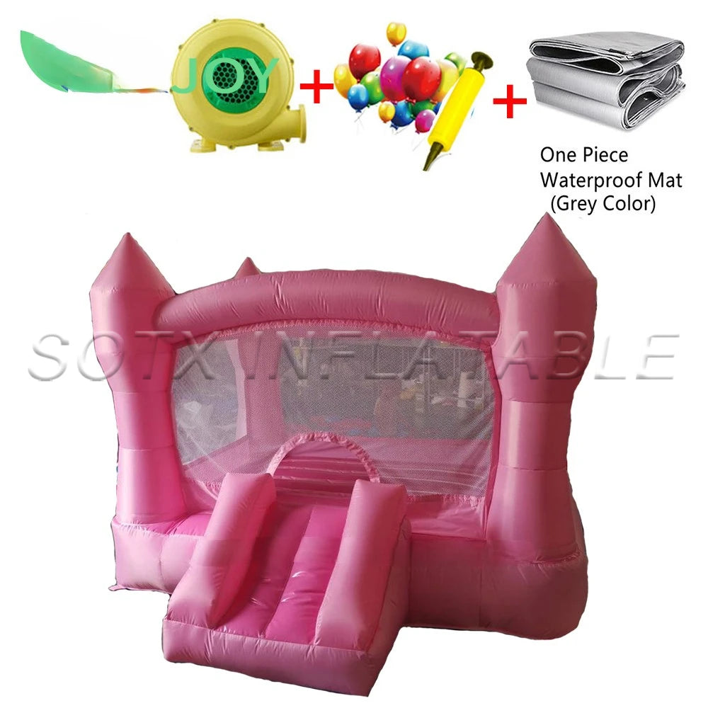 For audits Moonwalk Party Wholesale Kids Air Bounce Jumping pink Inflatable Wedding Castle White Bounce House With Ball Pit