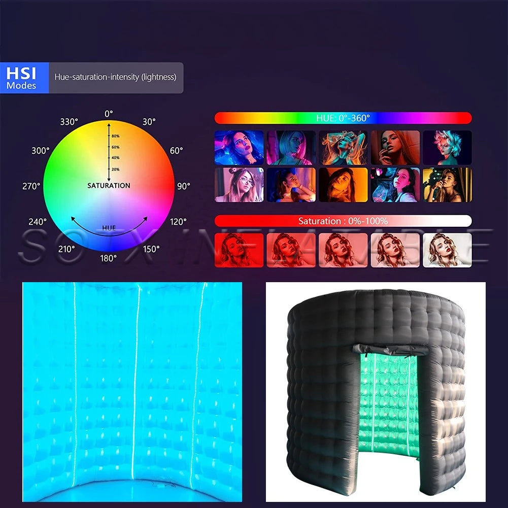 Bars Events Trade Shows Round Inflatable Photo Booth with Led Light Blower 360 Photo Booth Background for Advertising