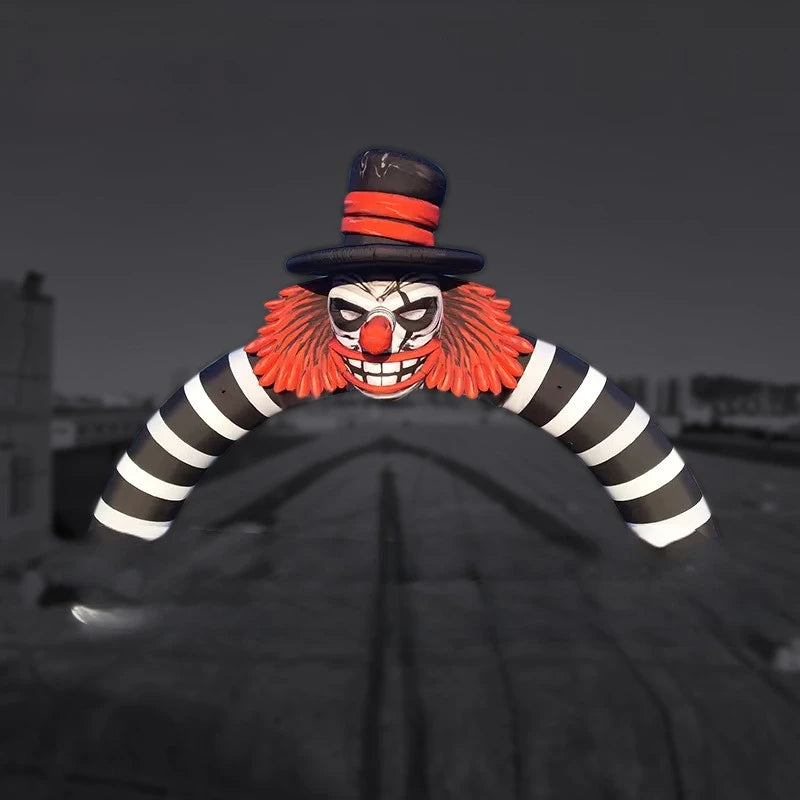 Inflatable Clown Arch Outdoor Halloween 6m Airblown Hallowmas Archway With Joker Head For Entrance Decoration